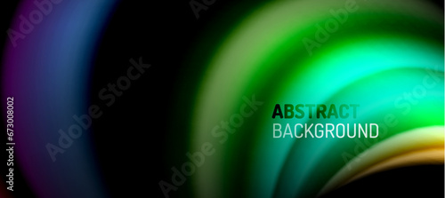 Rainbow color wave lines on black. Techno or business abstract background for posters, covers, banners, brochures, websites