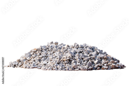 Piles of gravel limestone rock for construction site, isolated on transparent background, big size of rock, PNG File photo
