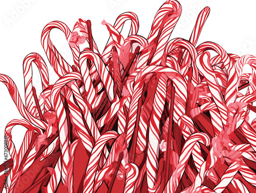 Drawing of A macro shot of a pile of candy canes illustration separated, sweeping overdrawn lines.