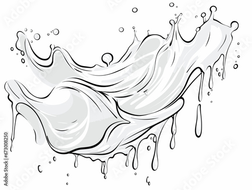Drawing of A splash of milk. Vector illustration. illustration separated, sweeping overdrawn lines.