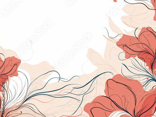 Drawing of Abstract botanical art background vector illustration separated, sweeping overdrawn lines.