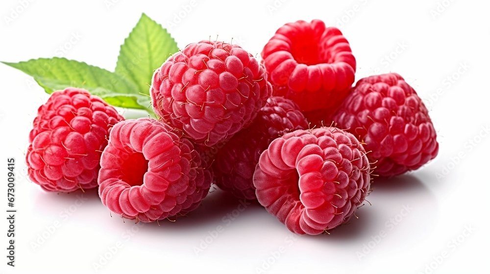 AI generated illustration of raspberries isolated on a white background AI generated illustration of raspberries isolated on a white background