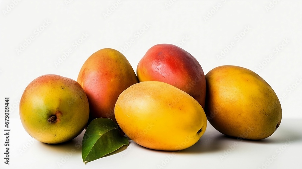 AI generated illustration of mangoes isolated on a white background AI generated illustration of mangoes isolated on a white background