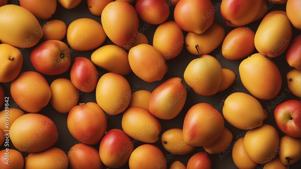 AI generated illustration of ripe mangoes against a dark background AI generated illustration of ripe mangoes against a dark background