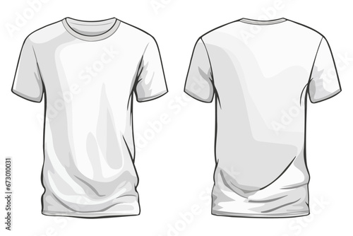 Blank white t-shirt template, front and back