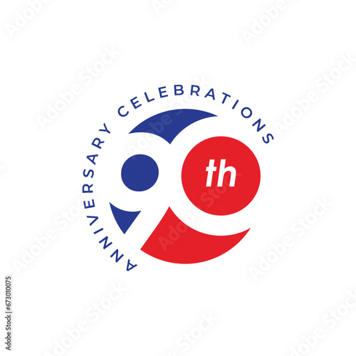 90 th Anniversary Celebration Vector Template Design Illustration