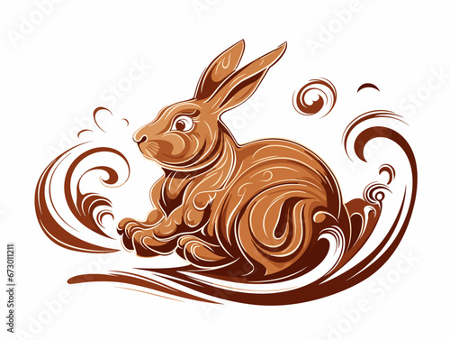 Drawing of Chocolate Easter Bunny Isolated illustration separated, sweeping overdrawn lines.