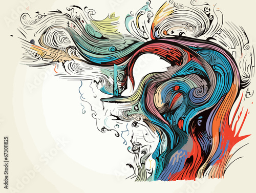 Drawing of Design creative idea and innovation concept illustration illustration separated, sweeping overdrawn lines.