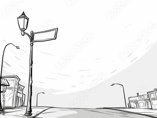 Drawing of empty Street Sign illustration separated, sweeping overdrawn lines.