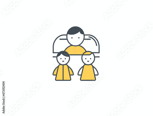 Drawing of Family icon vector filled flat sign illustration separated, sweeping overdrawn lines.