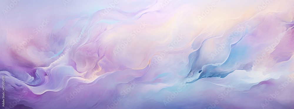 Surreal Pastel Swirls with Golden Accents on Abstract Blue Background