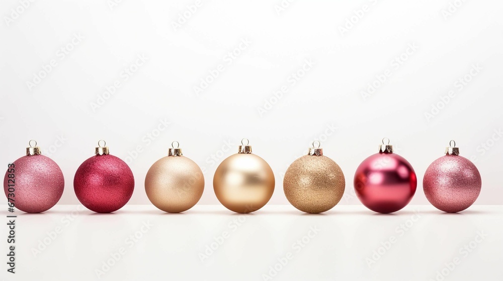 AI generated illustration of A white wall adorned with festive Christmas decorations AI generated illustration of A white wall adorned with festive Christmas decorations