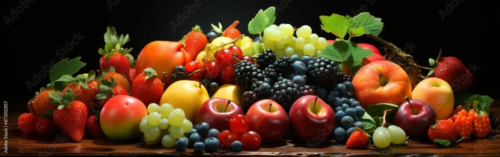 AI generated illustration of a stack of fresh fruits AI generated illustration of a stack of fresh fruits