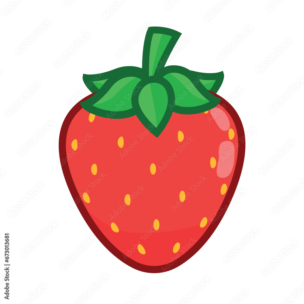 Fresh red animated strawberry. Vector illustration of a red berry on a white background. Fresh red animated strawberry. Vector illustration of a red berry on a white background.