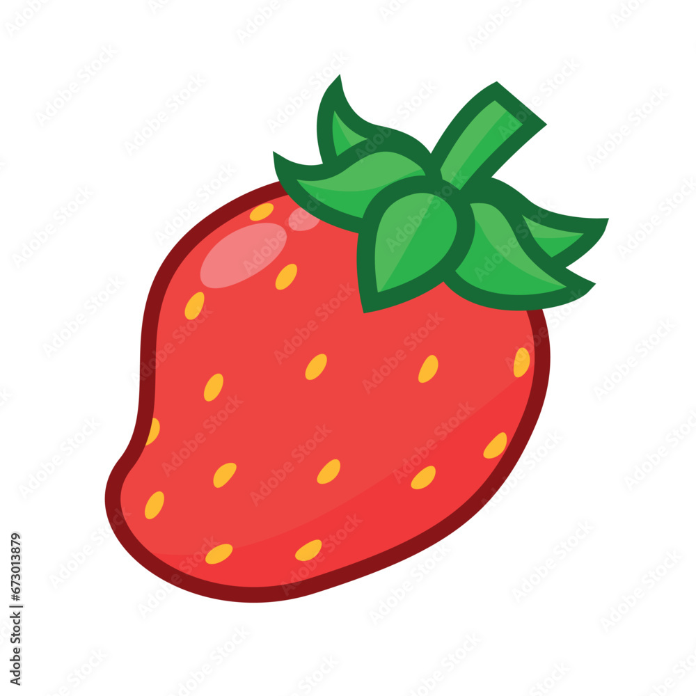Red strawberry cartoon. Vector illustration of a red berry on a white background. Red strawberry cartoon. Vector illustration of a red berry on a white background.