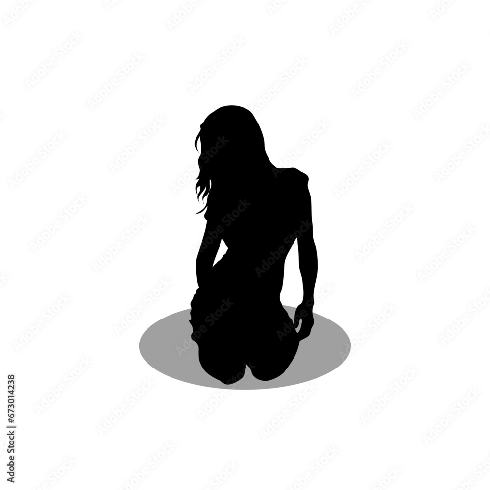 Girl sitting silhouette