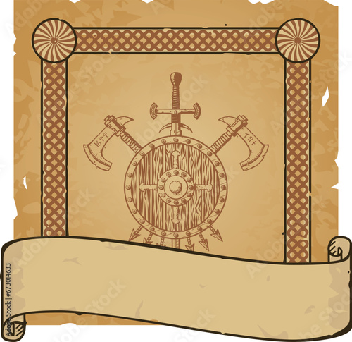 Small Parchment with Scroll and Coat of Arms