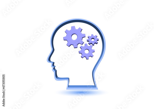 Engineering technology gear wheel placed in blank human head shape isolated on white background. Illustration Vector.