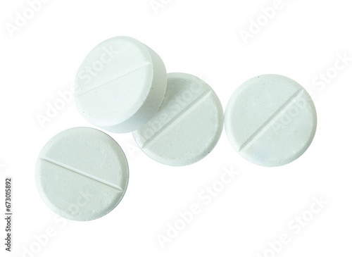 bunch of round white pills isolated photo
