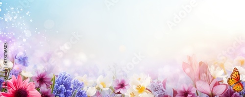 Dreamy Floral Background with Butterfly and Bokeh © Judeah_Stock