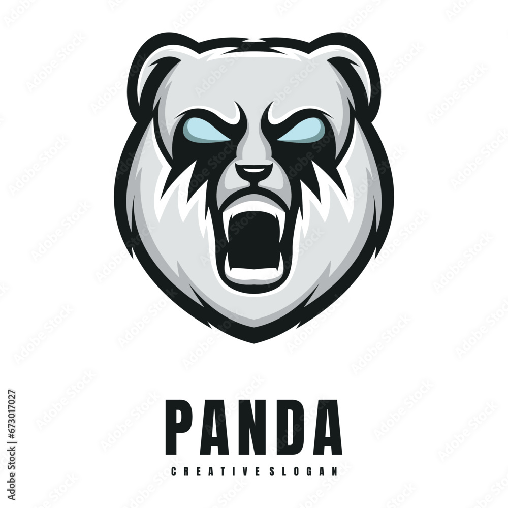 Illustration Head Panda Mascot Logo