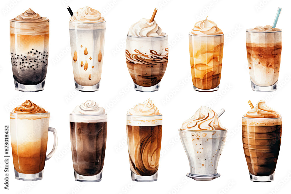 Coffee Types Set - obrazy, fototapety, plakaty 
