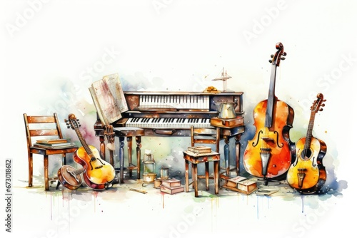 Music Instrument Watercolor Set photo