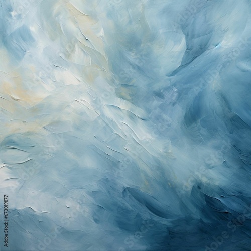 AI generated illustration of a modern abstract painting featuring a blend of blue and white tones