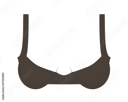 Lady bra silhouette small or medium size. Woman top underwear in minimal style for sticker, logo, banner.