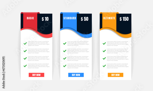Pricing table template design. - Vector.