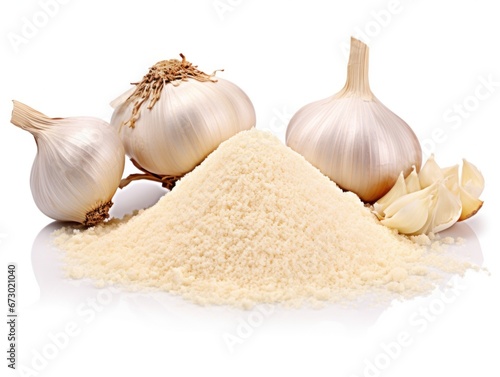 Granulated garlic isolated on white background
