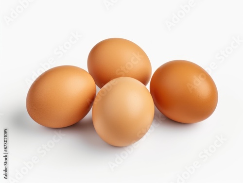 Four chicken eggs isolated on white background