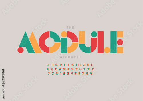 Vector of stylized modern font and alphabet