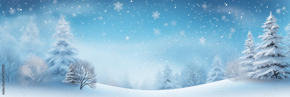 Festive Christmas winter horizontal banner, background for design, splash screen, header