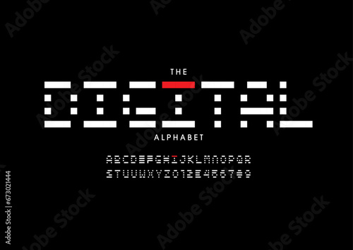 Vector of stylized modern font and alphabet