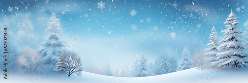 Festive Christmas winter horizontal banner, background for design, splash screen, header