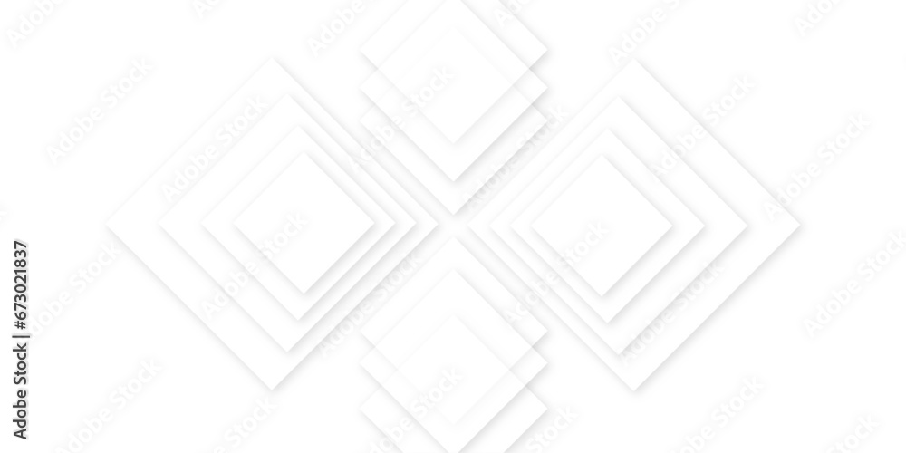 Abstract white background seamless technology square triangle geometric texture background .Modern and creative design with different square size white background .