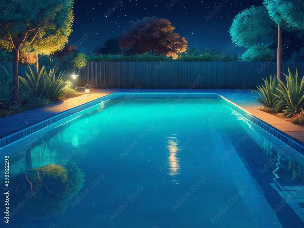 swimming pool in night