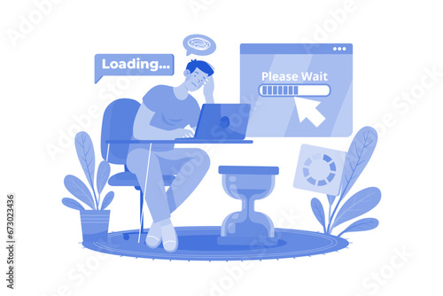 Very Slow Page Loading Illustration concept on white background