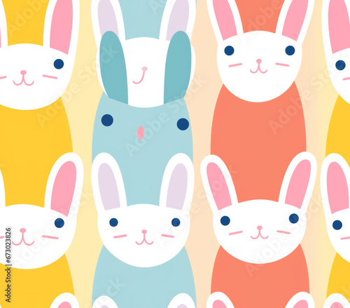 Loppy Luminance An enchanting seamless pattern, adorned with an array of gracefully arranged bunny heads, offers a mesmerizing visual feast.