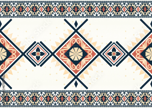 American ethnic native pattern.Traditional Navajo,Aztec,Apache,Southwest and Mexican style fabric pattern.Abstract vector motifs pattern.Design for fabric,clothing,blanket,carpet,woven,wrap,decoration