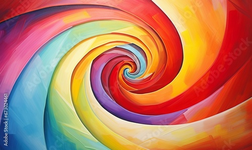 a painting that has been painted in the colors of a rainbow swirl