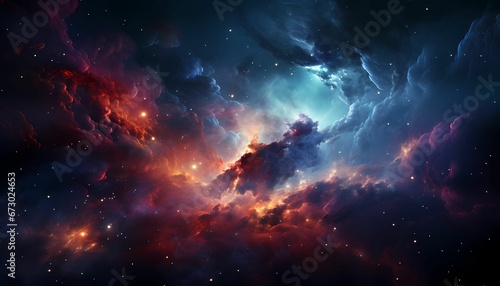 AI generated illustration of a nebula in deep space, featuring a multitude of stars shining brightly