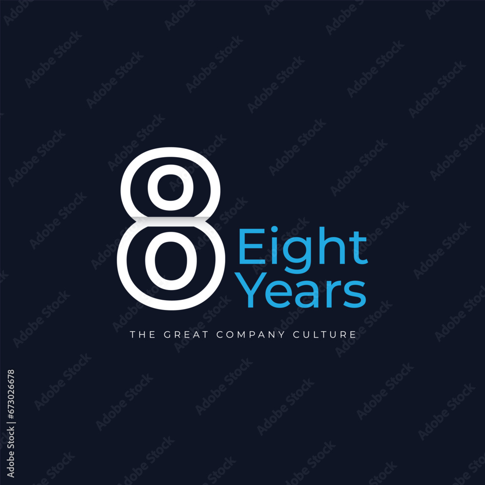 8 Years Anniversary Celebration Vector Template Design Illustration
