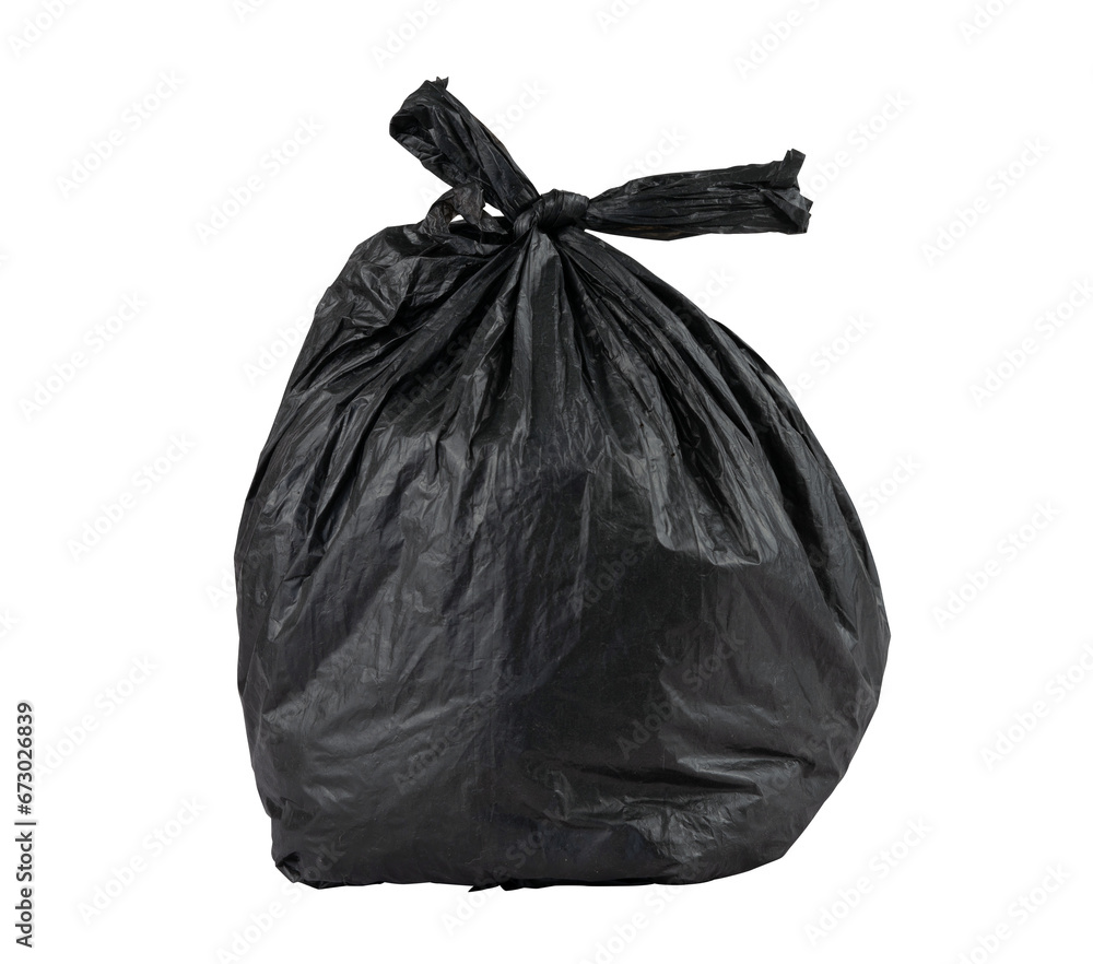 black garbage plastic bag isolated