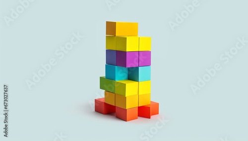 Minimalist colorful block stack mockup.