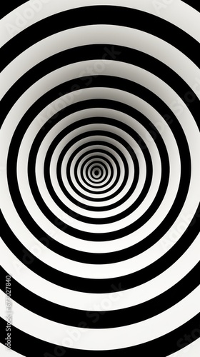 AI generated illustration of an artful black and white spiral with a pattern of alternating circles