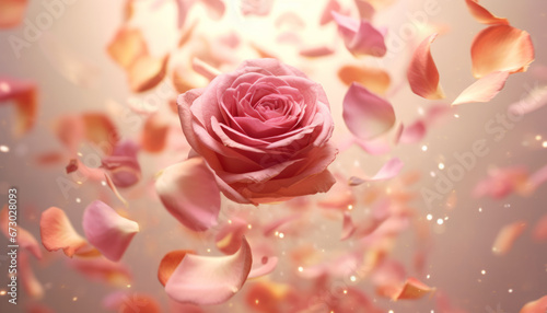 Ethereal rose petals spiraling in soft light.