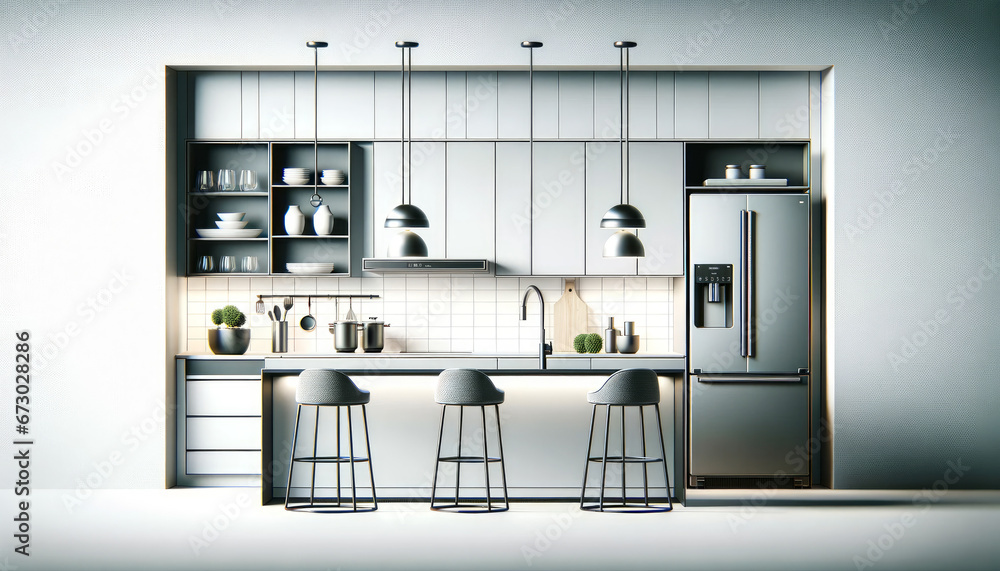 Modern Culinary Chic: Smart Kitchen Minimalist Illustration