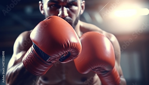 Close-up shot of boxer's gloves in action © JKLoma